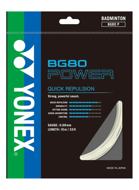 Yonex BG 80 Power Badminton Strings, 0.68 mm