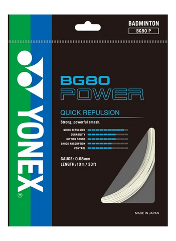 Yonex BG 80 Power Badminton Strings, 0.68 mm