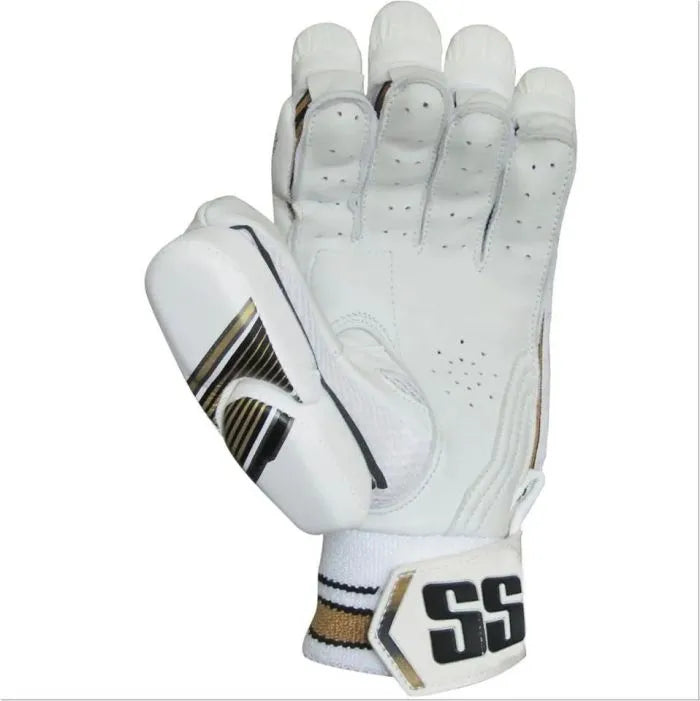 SS Gladiator Cricket Batting Gloves White Black and Golden